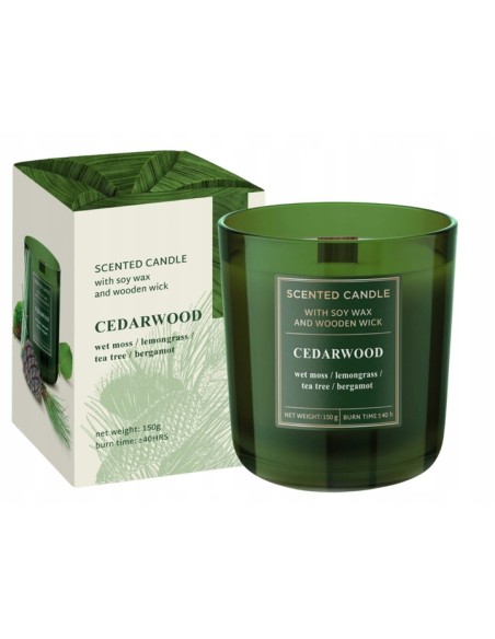 Świeca zapachowa w szkle z knotem drewnianym CEDARWOOD Drzewo cedrowe