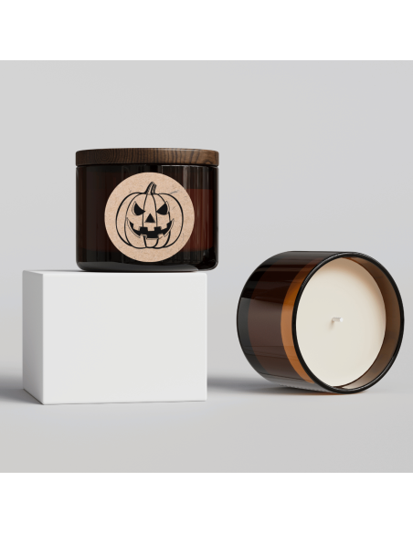 Naklejki na świece sojowe w szkle etykiety Halloween na papierze eko 6 szt.