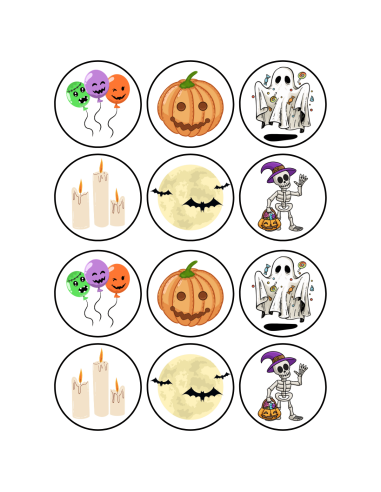 Naklejki na świece sojowe w szkle etykiety Halloween kolorowe 12 szt.