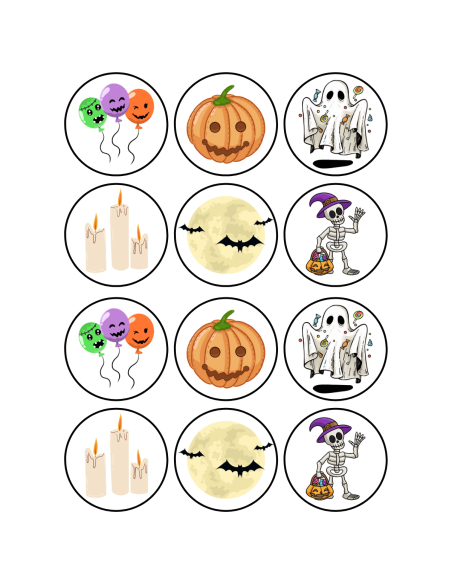 Naklejki na świece sojowe w szkle etykiety Halloween kolorowe 12 szt.