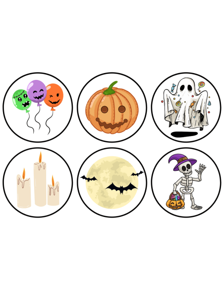 Naklejki na świece sojowe w szkle etykiety Halloween kolorowe 12 szt.