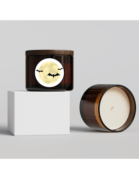 Naklejki na świece sojowe w szkle etykiety Halloween kolorowe 12 szt.