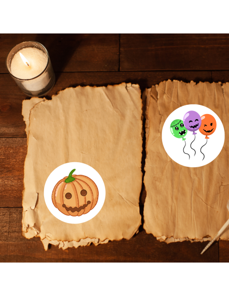 Naklejki na świece sojowe w szkle etykiety Halloween kolorowe 12 szt.