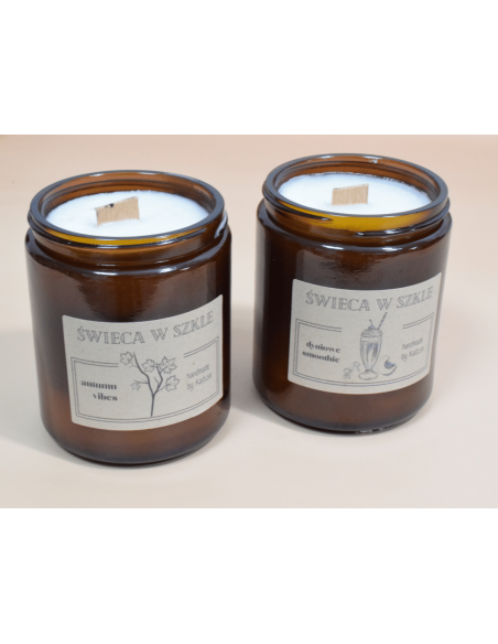 Świeca świeczka zapachowa w szkle z knotem drewnianym GRZANE WINO handmade