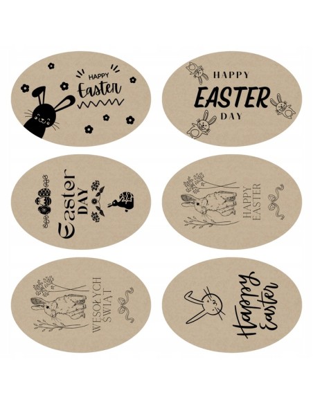 Zestaw 6 szt. naklejka naklejki eko na świece w szkle Wielkanoc jajka Wielkanocne