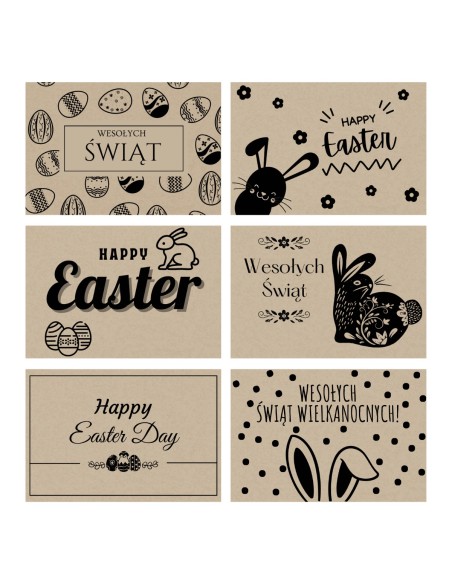 Zestaw 6 szt. naklejka naklejki eko na świece w szkle Wielkanoc prostokątne