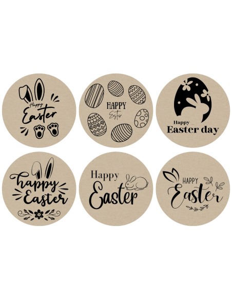 Zestaw 6 szt. naklejka naklejki eko na świece w szkle sojowe na Wielkanoc Happy Easter