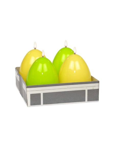 Świece jajka ozdobne wielkanocne zielone żółte