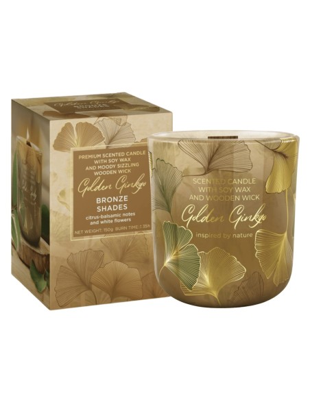Świeca zapachowa sojowa w szkle GOLDEN GINKO BRONZE SHADES 