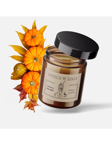 Świeca świeczka zapachowa w szkle z knotem drewnianym DYNIOWE SMOOTHIE handmade