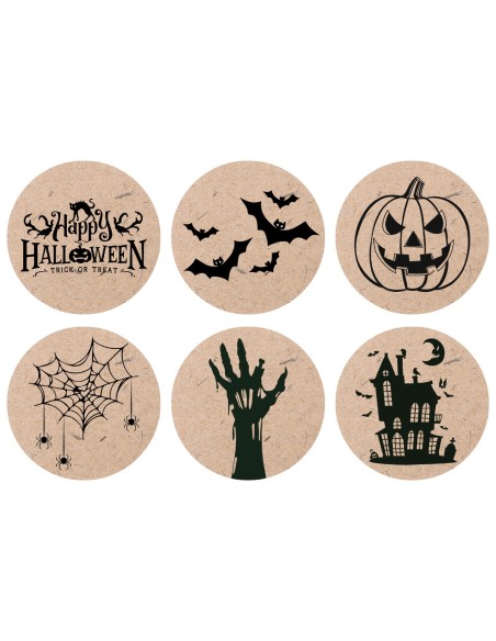 Naklejki na świece sojowe w szkle etykiety Halloween na papierze eko 12 szt.