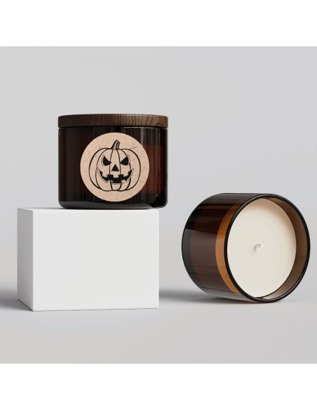 Naklejki na świece sojowe w szkle etykiety Halloween na papierze eko 12 szt.
