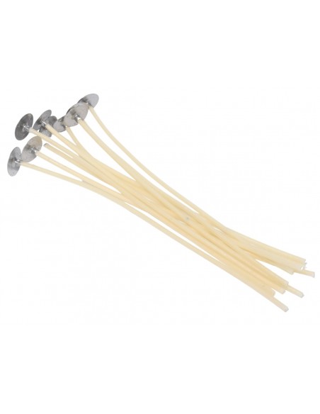 Knoty do świec gotowe z blaszką 12cm 10 szt.   