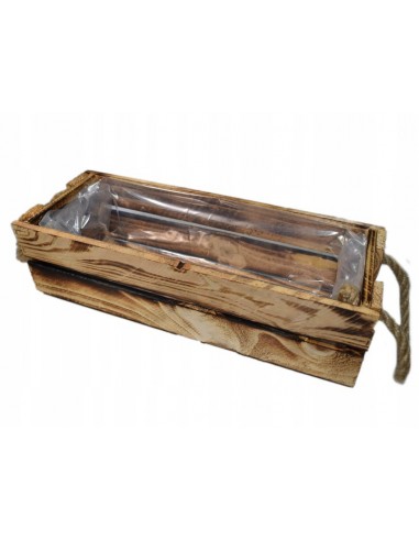 Skrzynka drewniana na kwiaty z uchwytem