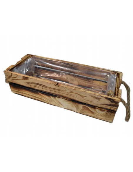 Skrzynka drewniana na kwiaty z uchwytem